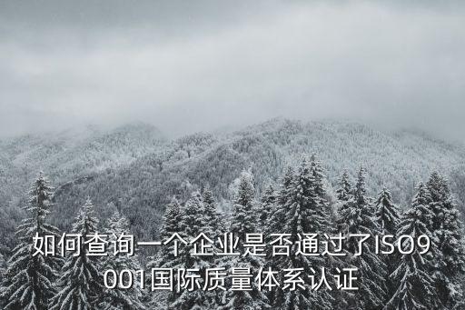 如何查詢一個(gè)企業(yè)是否通過了ISO9001國(guó)際質(zhì)量體系認(rèn)證