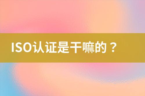 ISO認證是干嘛的？